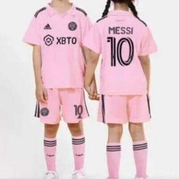 Kids - 2023 Inter Miami Home #10 Messi Soccer Jersey and Shorts Set - Picture 2 of 8